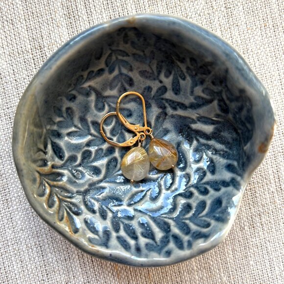 Golden Rutilated Quartz Drop Earrings - Hand Made in Canada - Picture 4 of 8